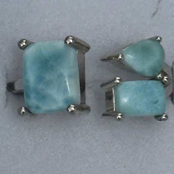 925 Sterling Silver Ring & 3 Larimar Stones in different shapes. - Picture 6 of 10
